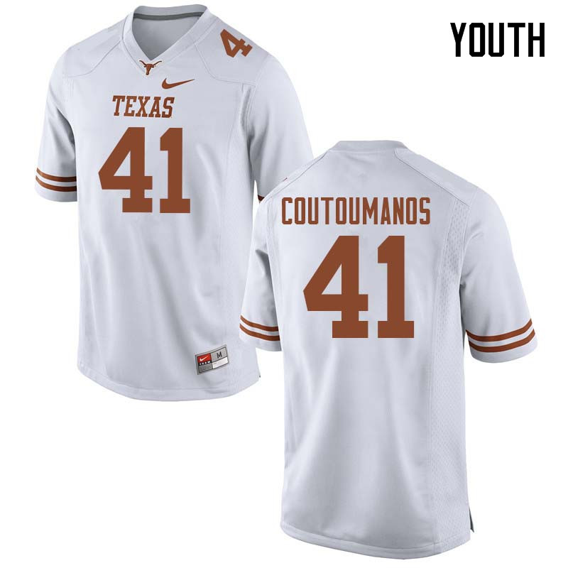 Youth #41 Hank Coutoumanos Texas Longhorns College Football Jerseys Sale-White